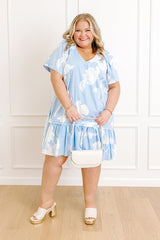 Serene Moment Floral Mini Dress in Sky Blue Curves