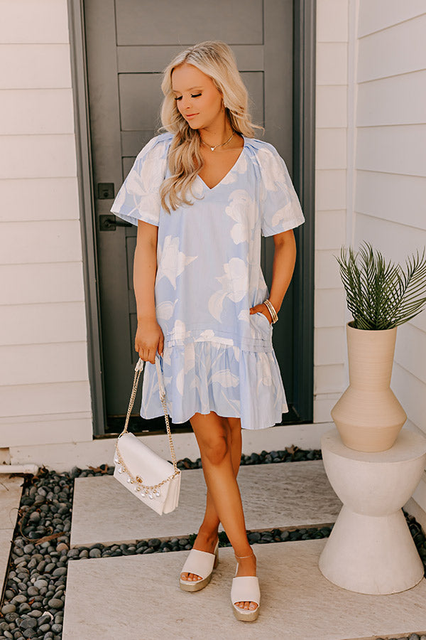 Serene Moment Floral Mini Dress in Sky Blue
