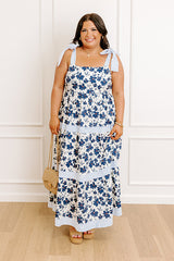 Stroll Through The Park Floral Maxi Dress in Navy Curves