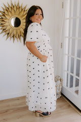 Prairie Whisper Floral Embroidered Midi Dress Curves