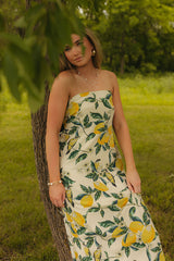 Bungalow Views Linen-Blend Maxi Dress in Yellow