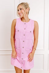 Darling Daze Denim Mini Dress in Pink