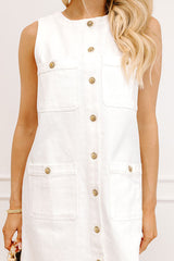 Darling Daze Denim Mini Dress in White