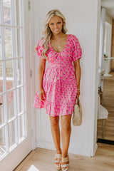 Floral Haven Mini Dress in Pink
