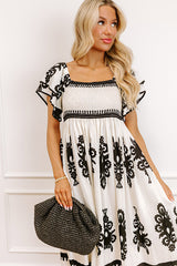 Bungalow Party Smocked Midi Dress in Cream