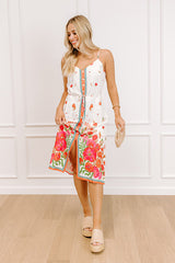 San Fran Stroll Linen-Blend Floral Midi Dress