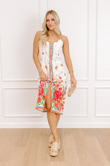 San Fran Stroll Linen-Blend Floral Midi Dress
