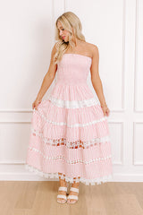 Seaside Sonata Stripe Midi Dress in Pink