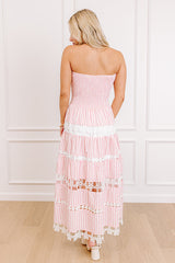 Seaside Sonata Stripe Midi Dress in Pink