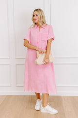 Lake Days Ahead Chambray Midi in Pink