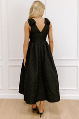 Twilight Garden Jacquard Midi Dress in Black