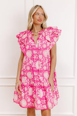 Garden Glance Floral Mini Dress in Blush