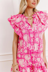 Garden Glance Floral Mini Dress in Blush