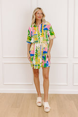 Barbados Bound Button Down Mini Dress