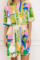 Barbados Bound Button Down Mini Dress