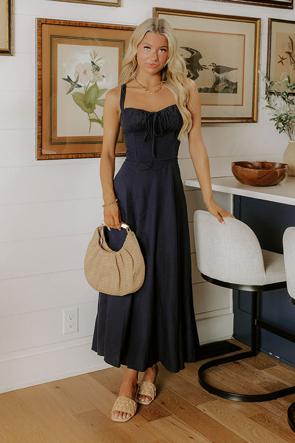 Willow Whisper Linen-Blend Midi Dress