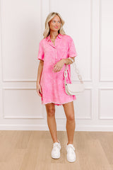 Backyard BBQ Chambray Mini Dress in Pink