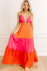 Sorbet On The Patio Color Block Maxi Dress