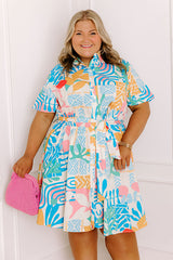 On Island Time Button Down Mini Dress Curves