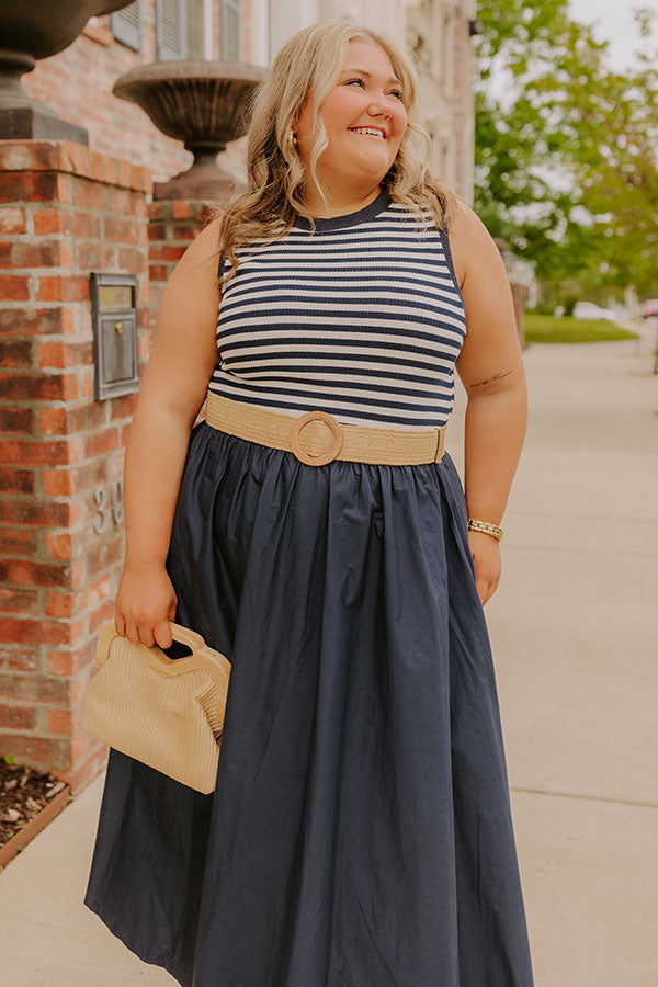 Brunch On The Pier Stripe Mid Dress Curves