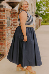 Brunch On The Pier Stripe Mid Dress Curves