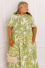 Island Oasis Button Down Midi Dress Curves
