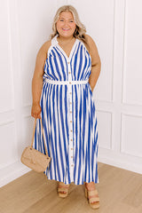 Sail Away Stripe Midi Dress Curves