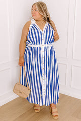 Sail Away Stripe Midi Dress Curves