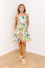 Cosmos In Cozumel Floral Mini Dress in Peach