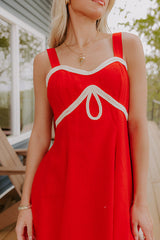 Sweet Talk Linen-Blend Mini Dress in Red