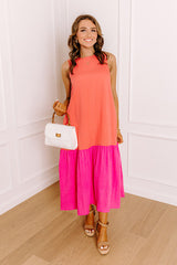 Sunbeam Stroll Color Block Midi Dress
