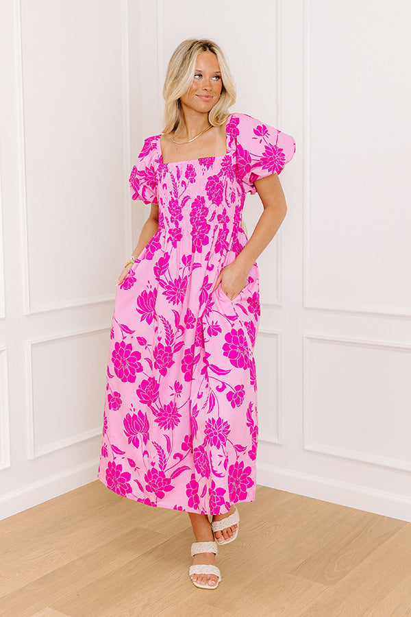Lush Rows Floral Midi Dress