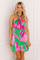 Sunset Sangria Satin Floral Mini Dress