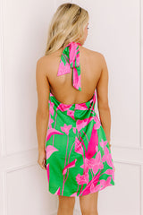 Sunset Sangria Satin Floral Mini Dress