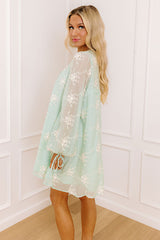 Chic Sweetheart Embroidered Mini Dress in Mint