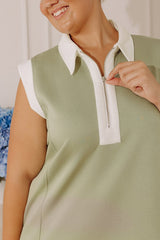 Beach House Brunch Mini Dress in Sage Curves