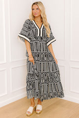 Art Gallery Social Midi Dress in Black