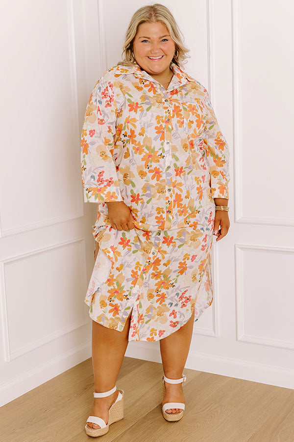 Sunny Views Floral Midi Dress Curves