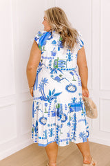 Mediterranean Brunch Button Down Midi Dress Curves