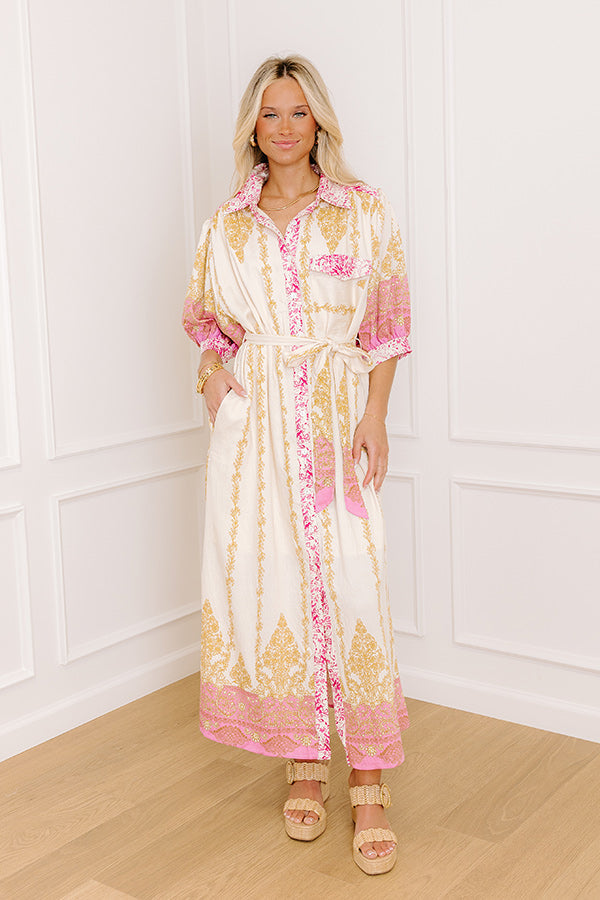 Isles of Scilly Floral Maxi Dress in Pink