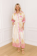 Isles of Scilly Floral Maxi Dress in Pink