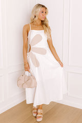 Floral Daydream Cut Out Midi Dress in White