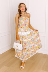 Meadow Views Smocked Floral Midi Dress