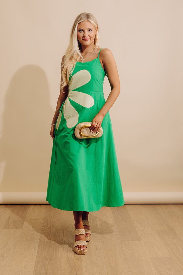 Floral Daydream Cut Out Midi Dress in Green