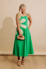 Floral Daydream Cut Out Midi Dress in Green