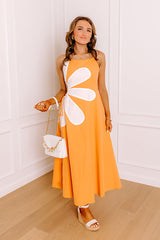 Floral Daydream Cut Out Midi Dress in Orange