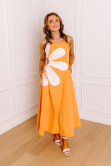 Floral Daydream Cut Out Midi Dress in Orange