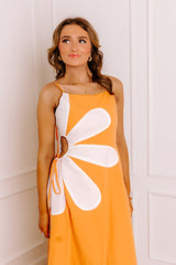 Floral Daydream Cut Out Midi Dress in Orange