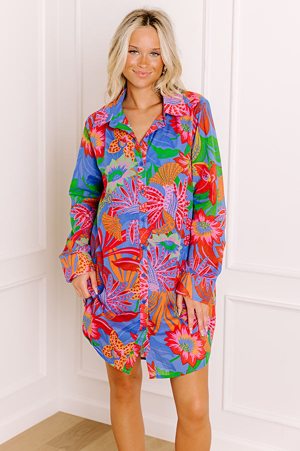 Tropic Allure Floral Button Down Mini Dress