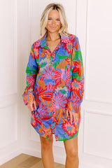 Tropic Allure Floral Button Down Mini Dress